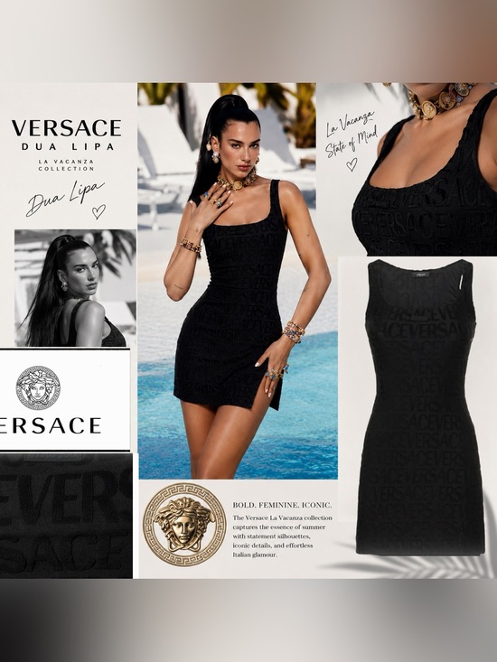 Versace Dresses & Skirts - Versace Black jacquard Mini Dress dua lipa la vacanza